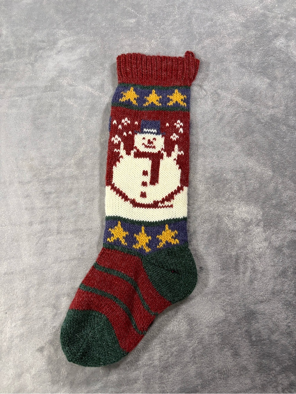 Classic Snowman Knit Holiday Stocking - Red, Green, White